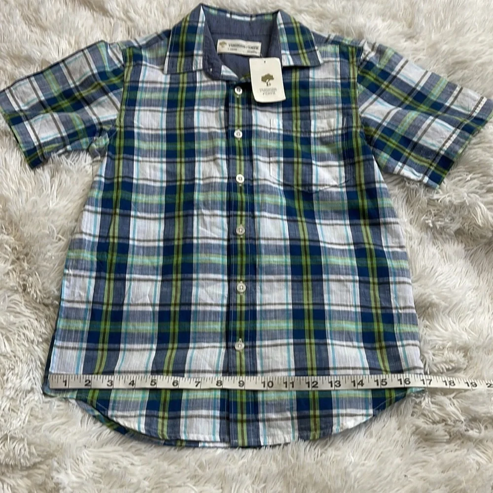 Tucker + Tate Blue & Green Plaid Short Sleeve Button Down Shirt - Picture 4 of 7